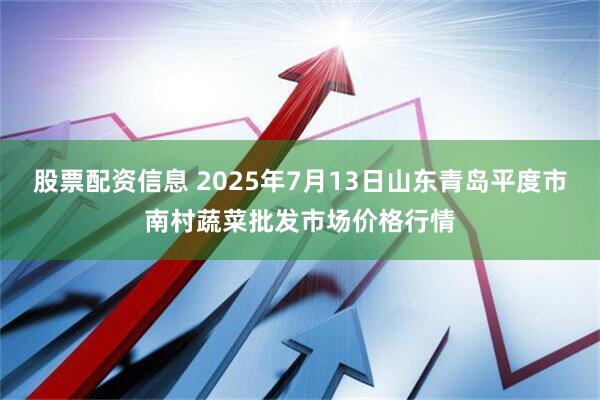 股票配资信息 2025年7月13日山东青岛平度市南村蔬菜批发市场价格行情