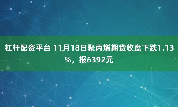 杠杆配资平台 11月18日聚丙烯期货收盘下跌1.13%,报6392元